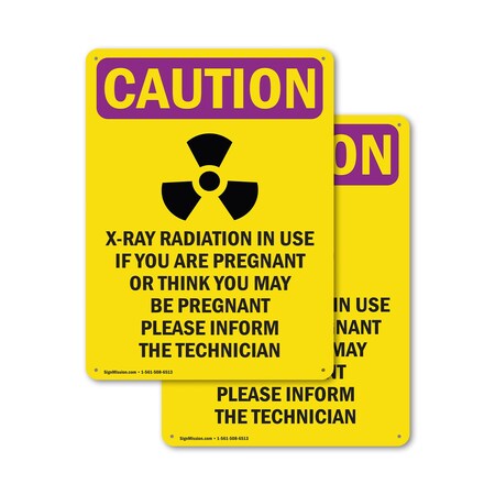 Signmission Radiation & Laser Sign, 18 in H x 12 in W, Plastic, Rectangle OS-2PACK-CR-P-1218-V-10284